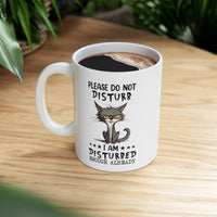 "Disturbed Kitty" Ceramic Coffee Mug - 11 oz